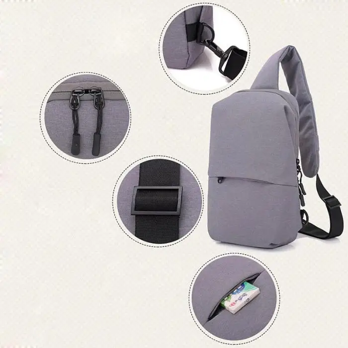 Men Chest Shoulder Crossbody Bag Zipper Small Durable For Outdoor Cycling Mobile Phone MUG88
