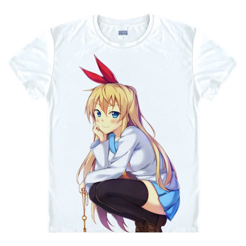 Coolprint Футболка с изображением в стиле аниме Nisekoi ложным подолом футболки