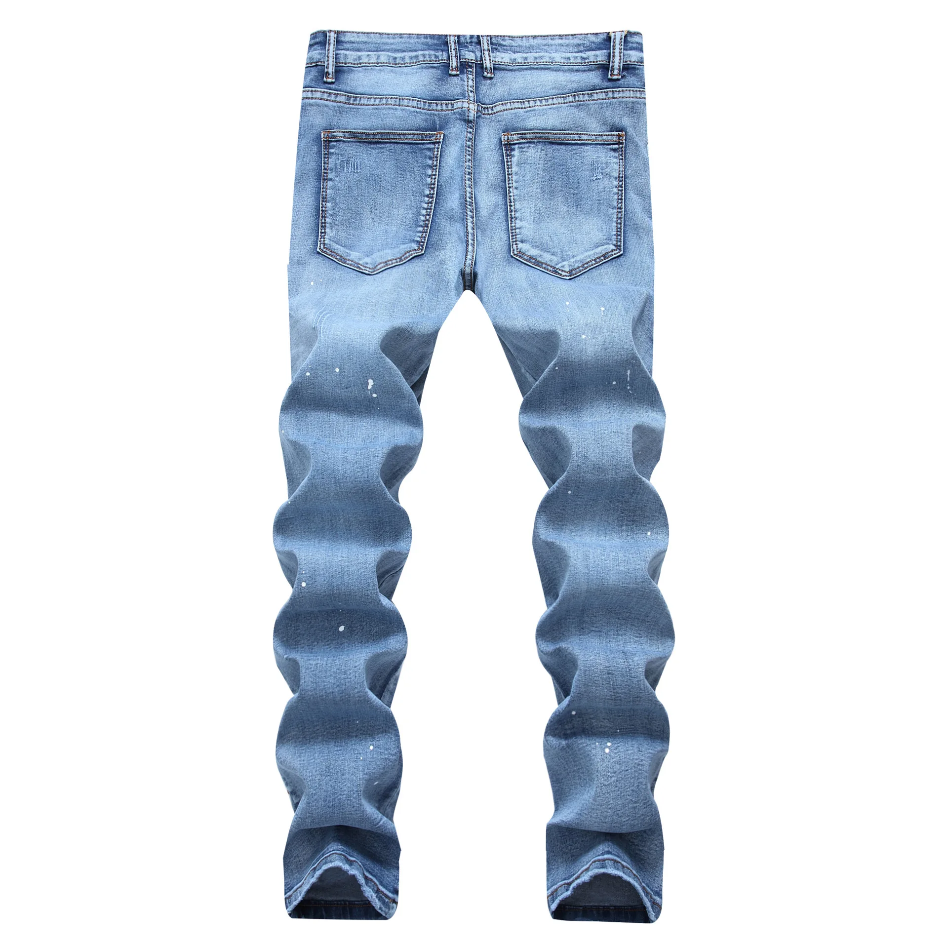 HMILY, известный бренд, модные дизайнерские джинсы для мужчин, прямые, темно-синие, с принтом, мужские джинсы, рваные джинсы, хлопок, мужские