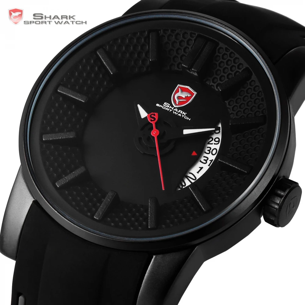 Серый Reef Shark Спортивные Часы Черный 3D Специальный Конструктор Top бренд Класса Люкс Дата Силиконовой Лентой Водонепроницаемый Кварцевые Мужчины Коробка Часы/SH477