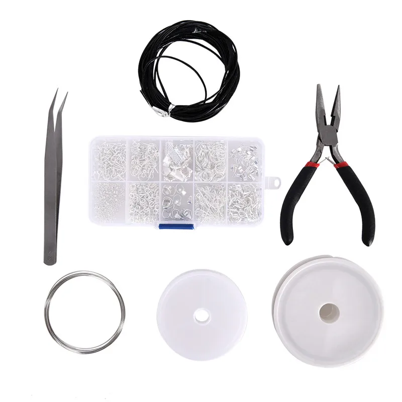 Jewelry Findings Set Jewelry Making Kit Starter Kit Jewelry Beading Making & Repair Tools Kit Pliers Silver Beads Wire