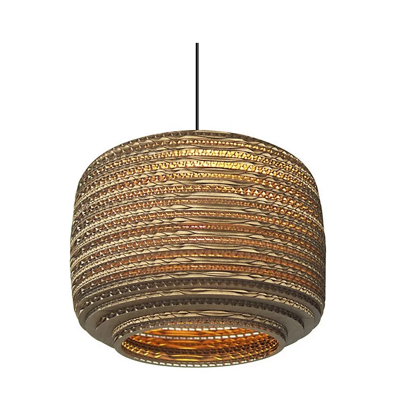 Brown Basket Lampshade Pendant Lights Paper Pendant Lamp For Bar