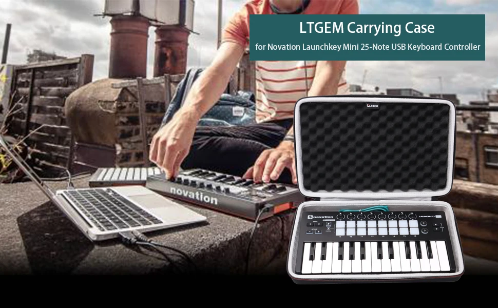  LTGEM EVA Hard Case for Novation Launchkey Mini 25-Note USB Keyboard MK2 Controller - Travel Protec