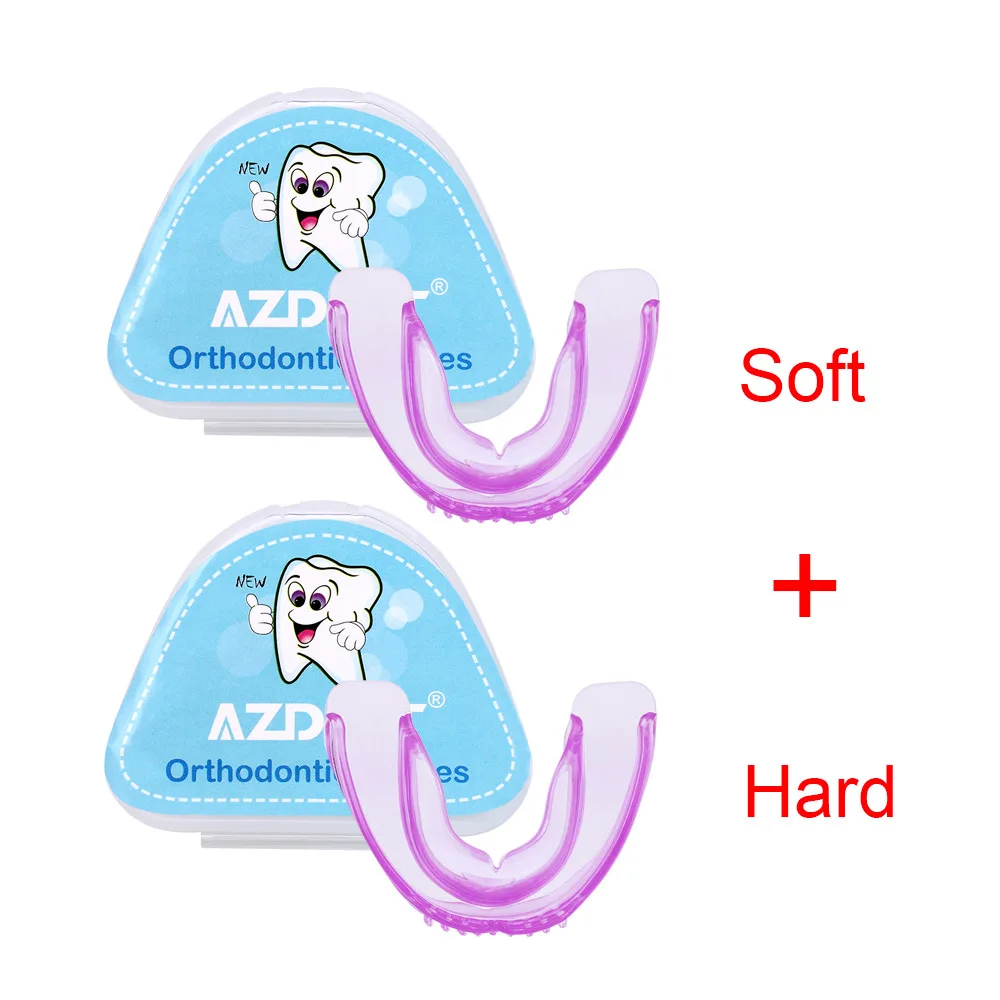 AZDENT зубные брекеты Ортодонтические брекеты силиконовый зубной лоток Стоматологическое выравнивание зубов фиксатор прибор защита для полости рта мягкий жесткий - Цвет: soft and hard