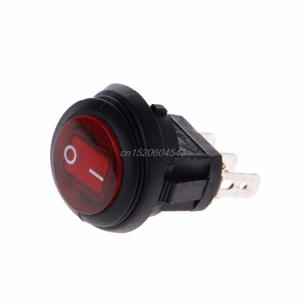 LED Round 220V 6A 3 Pin On Off Rocker Switch Waterproof Auto Boat SPST