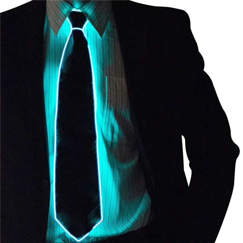 

Men LED Luminous Necktie Glowing Neon EL Wire Neck Tie Stripe Masquerade Party Cosplay Decorations