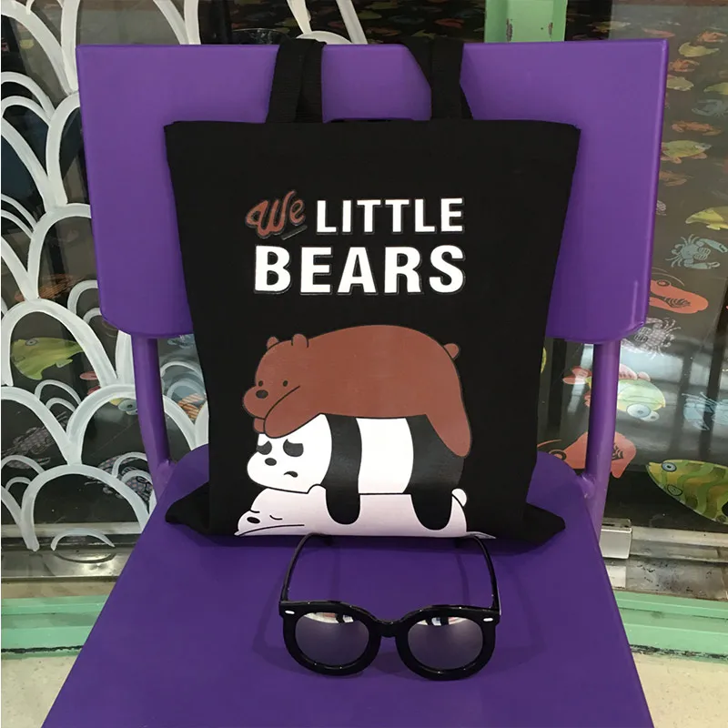 Большая вместительная Холщовая Сумка для девочек, мультяшный рисунок с милым медведем, сумка на плечо, переносная сумка для хранения, сумка для покупок - Цвет: HY-FBD170-8