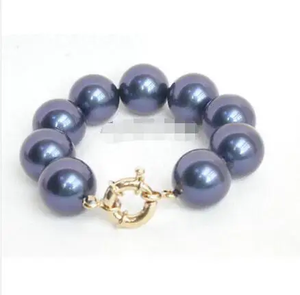 

Shipping >> new hot Beautiful! 20mm round navy blue shell pearls bracelet E84