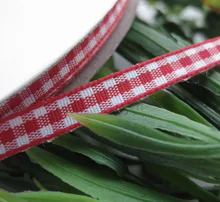 2/8″ 6mm tartan plaid ribbon bows appliques craft/sewing/doll Red 50Yard