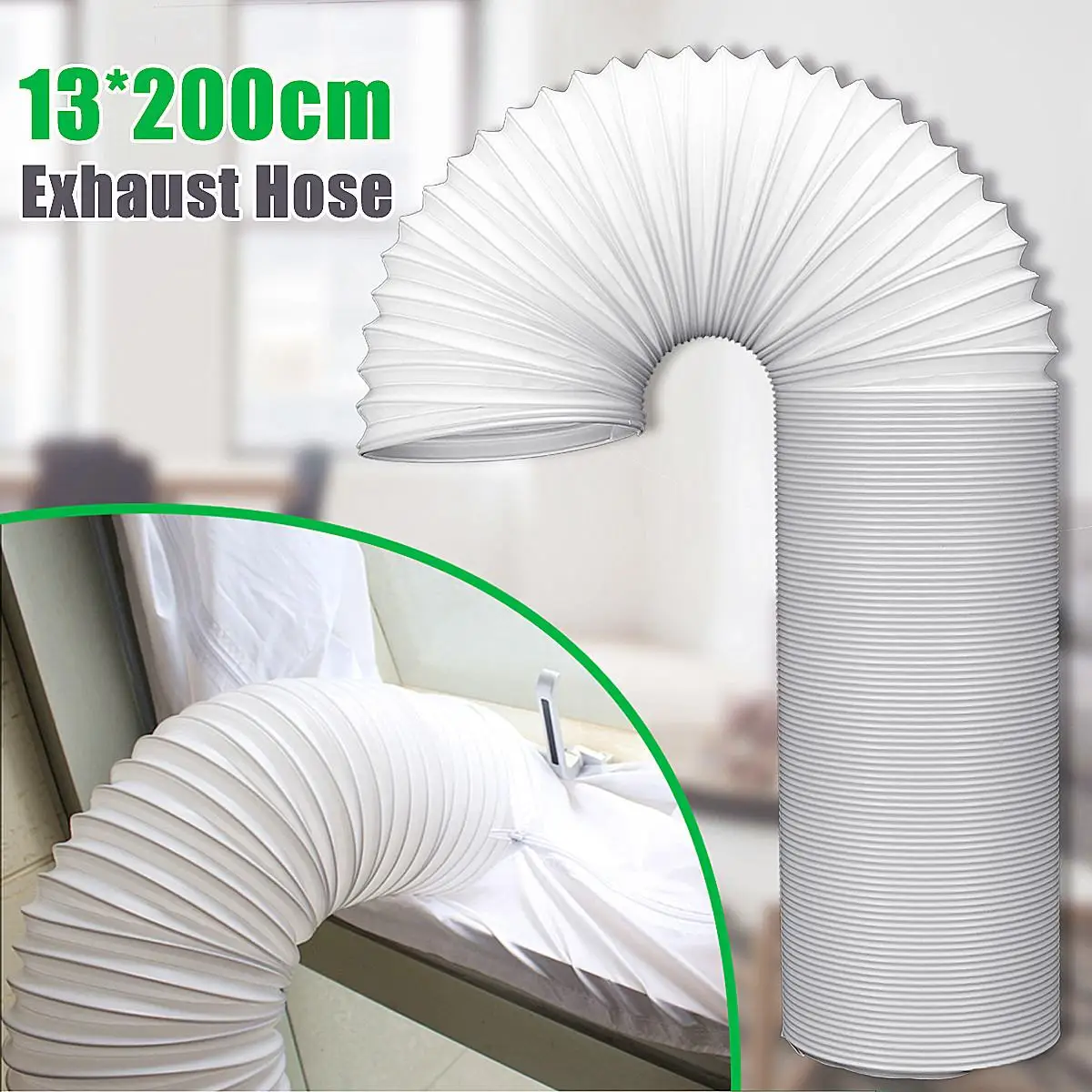

79" White Exhaust Hose Tube Ventilation Pipe Fits Air Conditioner 5" Diameter Vent Hose Flexible Telescopic Intake Exhaust Duct