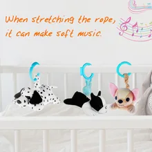 Baby Rattle with Soft Music Plush Toys Stuffed dogs Stroller Toy for Babies Pull Bell Bed Hanging Crib Mobile music for dogs