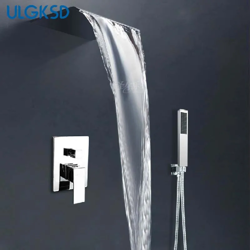 ULGKSD Bath Waterfall Shower Set Faucets Chrome finished Bathroom