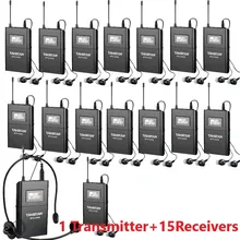Takstar WTG 500 UHF беспроводная система гида 1 передатчик+ 15 приемников для туристического гида/синхронного перевода