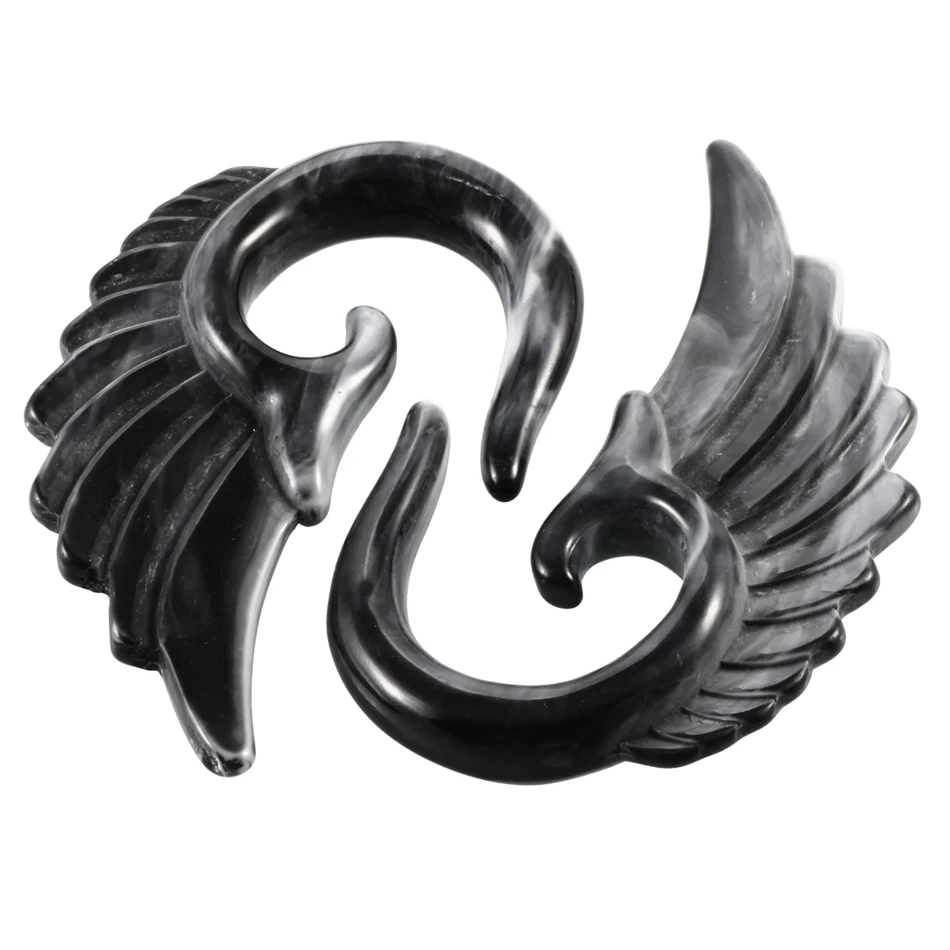 2PCS-Acrylic-Ear-Plugs-and-Tunnels-Angel-Wing-Design-Spiral-Plugs-Ear-Gauges-Alargador-De-Orelha