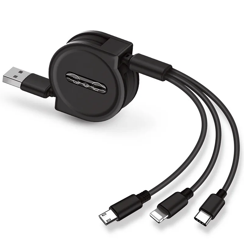 120 см 3 в 1 USB зарядный кабель для iPhone& Micro USB& USB C кабель выдвижной портативный зарядный кабель для Iphone X 8 samsung S9