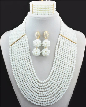 

Amazing African Costume Jewelry Set Bridal Jewelry Sets Nigerian Wedding African Beads Jewelry Set Crystal White Free Shipping