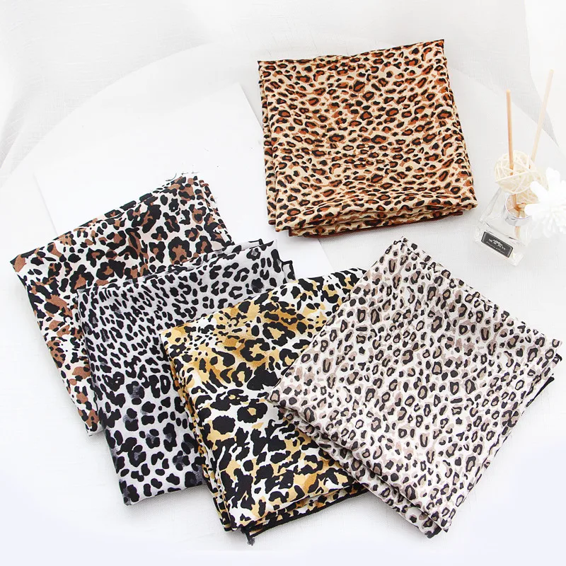 

2019 leopard Scarf spring winter women 70x70cm square small Neckerchief neck collar Bag Scarves female headband turban scarf