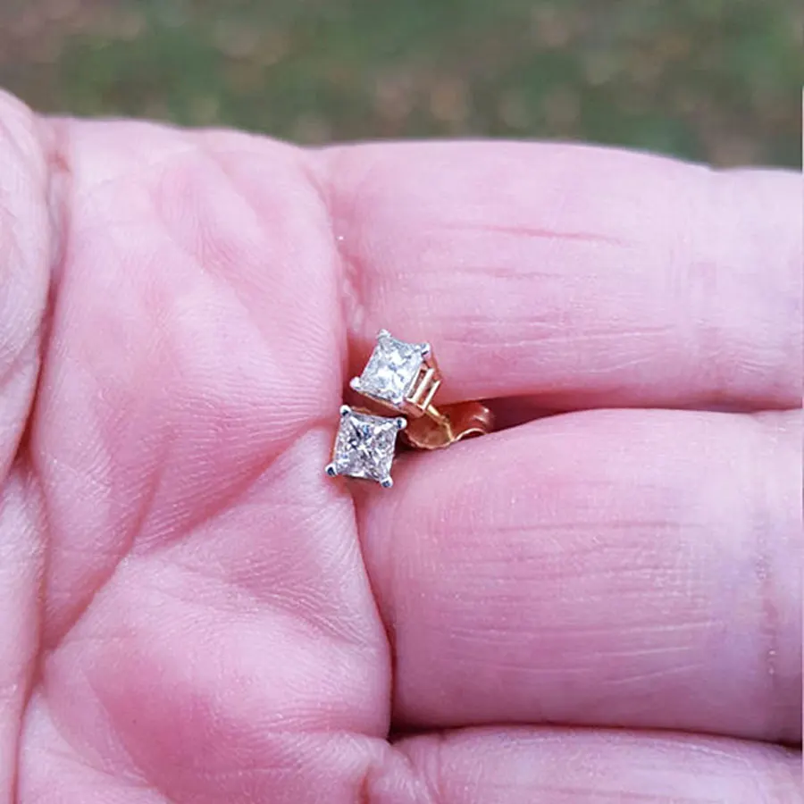 Серьги с муассантом 0 50 карат 5 мм пусеты бриллиантом 14 k белое золото|stud earrings|earrings