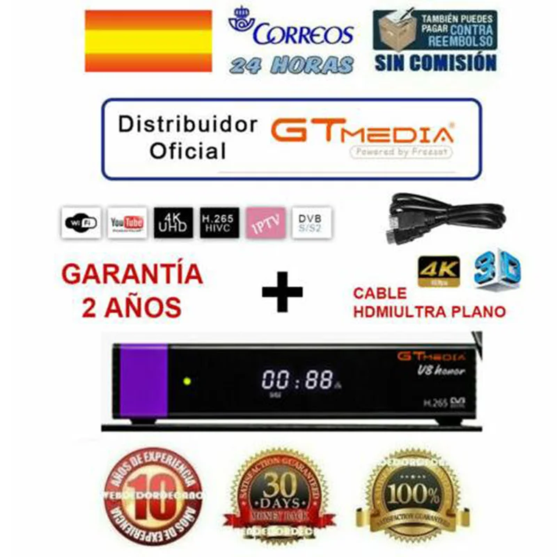 

GTMedia V8 Honor Satellite Receiver Bult-in WiFi with 2 Year Spain Europe Cccam Cline Full HD DVB-S2/S same as V8 NOVA TV BOX