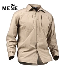 MEGE высокое качество сушки уличные мужские рубашки, армейская дышащая одежда Camisa Pesca спортивный рыбацкий трекинговый Пешие прогулки одежда