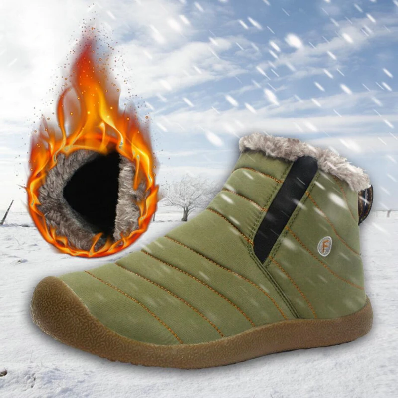 

Mens Ankle Snow Boot Casual Round Toe Waterproof Winter Snow Boots Men With Fur Warm Military Boot Winter Boots Men Big Size 12