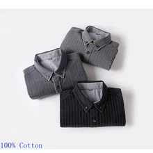 Полосатое платье рубашки мужские оптом повседневные рубашки толстые однобортные Длинные рукава Полная мода высокого качества размер S-M-2XL3XL