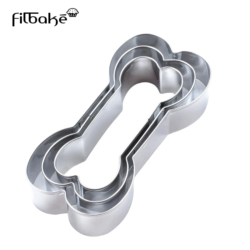

FILBAKE 3pcs/set Pet Dog Bone Cookie Cutter Mold 3D Sugarcraft Pastry Biscuit Fondant Cake Baking Molds DIY Cake Decorating