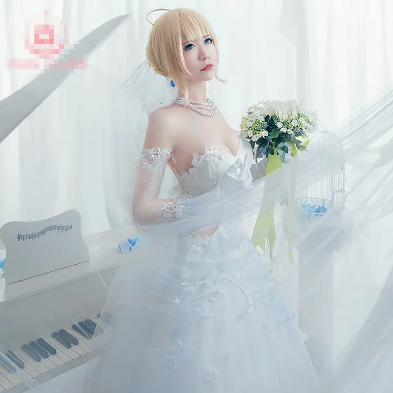 

Saber FGO Cosplay Fate/Grand Order Altria Pendragon cosplay costume Avalon Celebration dress custom made/size