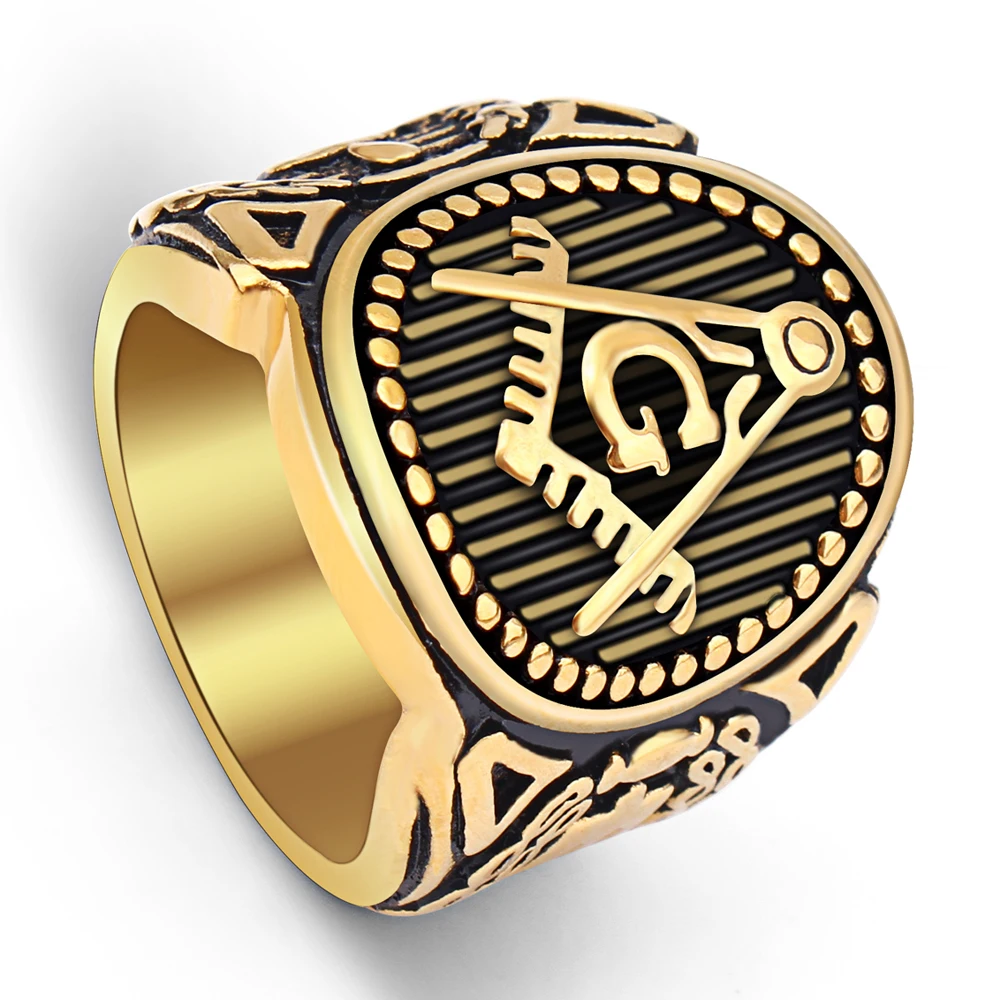 

Mimeng Titanium Rings for Men Stainless Steel Rings Freemasonry Ring Men's Steel Ring
