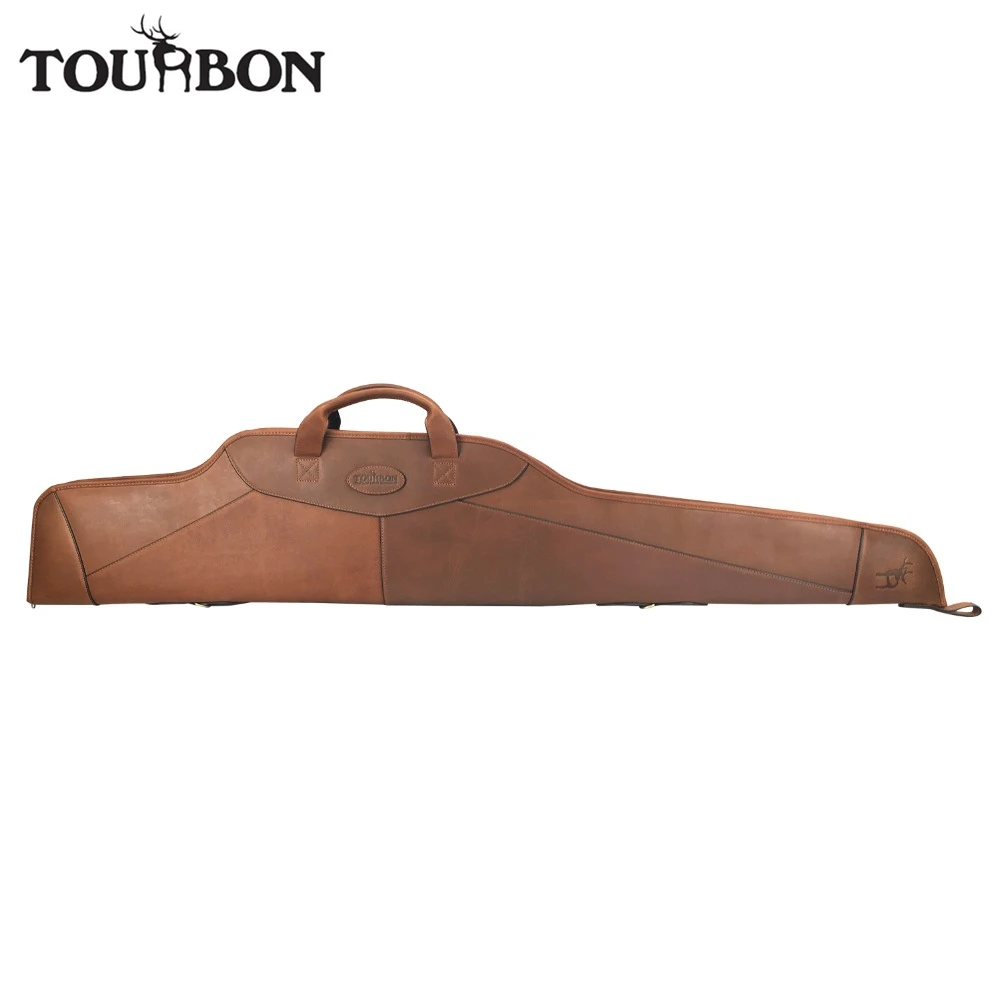 Tourbon Hunting Rifle Case Genuine Leather Gun Bag Slip Scoped Optical