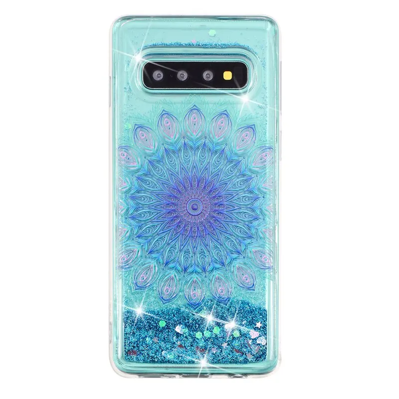 Phone Case For Samsung Galaxy S10 Plus Protective Shell Glitter Shine Quicksand Flowing Liquid Shockproof Back Cover Soft TPU |