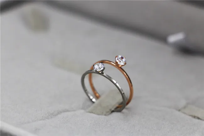 Martick 1 мм розовое золото-цвет нержавеющая сталь кольцо для женщин Серебряный цвет высокое качество CZ кольцо полированные обручальные кольца в подарок R7