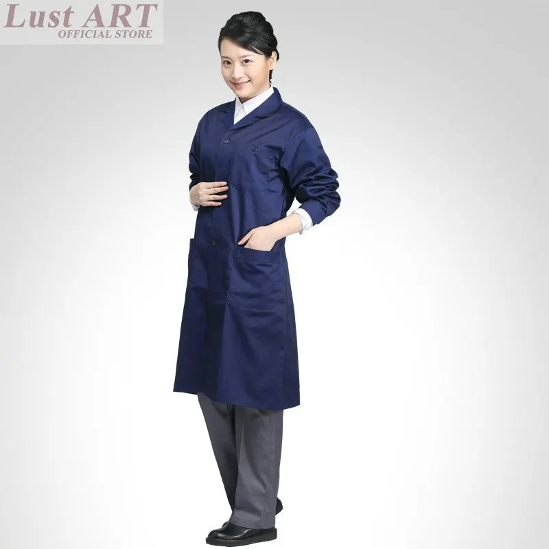 Лабораторное пальто для мужчин wo для мужчин темно-синий дизайн Модная Рабочая медицинская лабораторная куртка для медсестры новые лабораторные принадлежности AA019 - Цвет: Синий