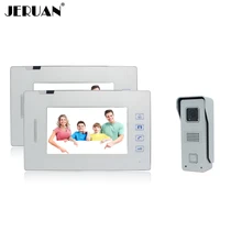 JERUAN Nueva 7 ”touch key video de la puerta sistema de intercomunicación del teléfono altavoz manos libres de intercomunicación interfono 2 monitores 1 cámara 700TVL COMS