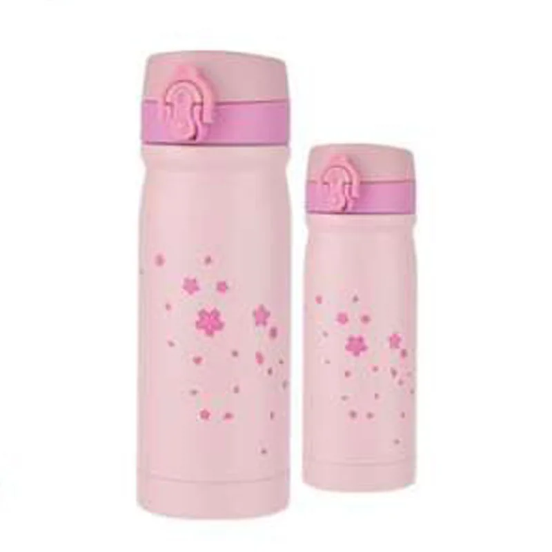Drinkware Stainless Steel Portable Thermos Pink Cherry Blossom Coffee