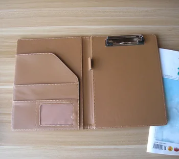 

promotion A5 faux leather file folder padfolio conference menu cover with memo pad inner paper clip notebook office supplies