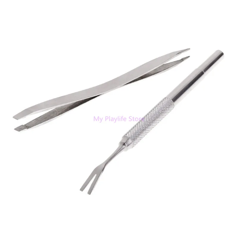 

2pcs/Set Pet Dog Flea Remover Tick Removal Tool Stainless Steel Double Head Fork Tweezers Clip Dogs Cat Puppy Supplies C42