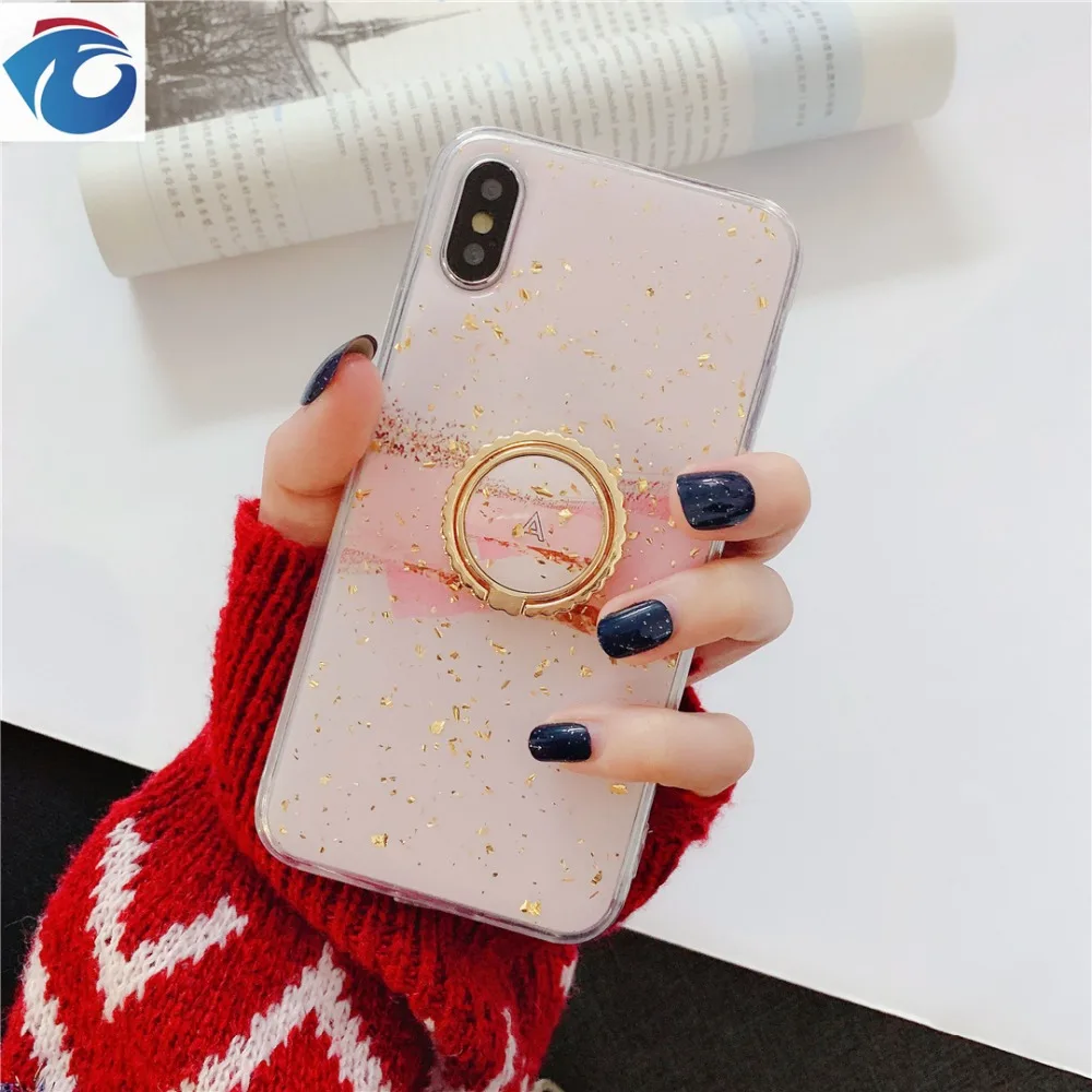 HUANQING Luxury gold foil tinted marble cell phone case For iPhone 6 6S 7 7Plus 8 8Plus XR XS Max Stent Protection Shell02