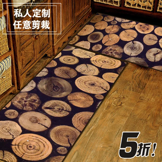 

Rural Style HUAMAO Antique Wood Tree Door mats Slip-resistant Kitchen Floor Mat Living Room Rug And Carpets For Decoration