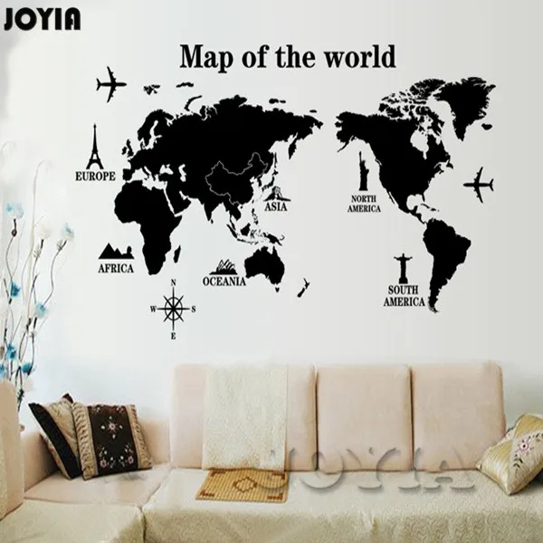 world map wall sticker world of map trip modern wall decal glass door decorative stickers decals for kids room bedroom decor in wall stickers from home