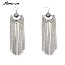 2016Long Vintage Tassel Earings Fashion Women Good Quality Jewelry Big Drop Punk Antique Silver Chain Ethnic Dangle Drop Earring