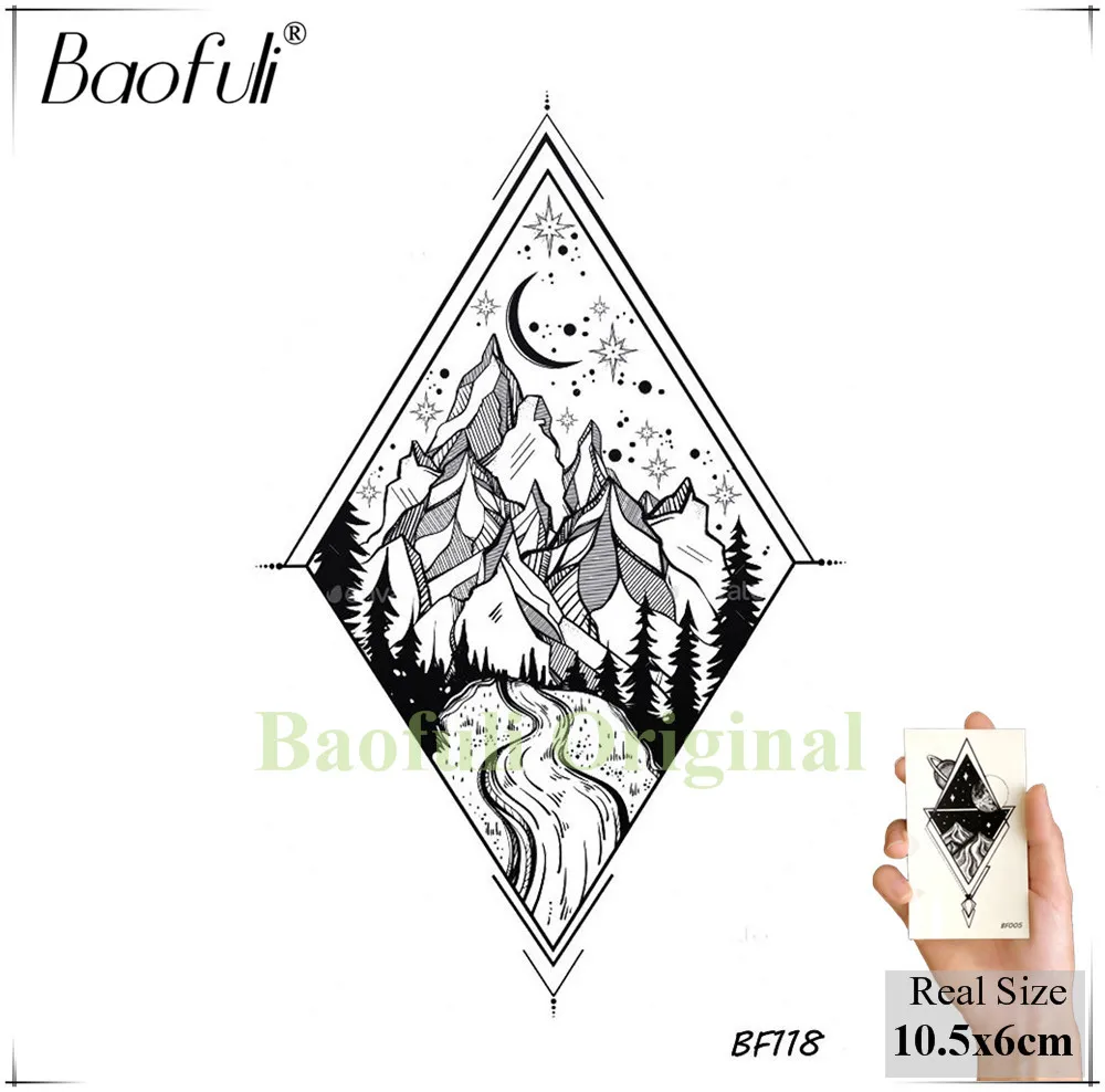Временная татуировка BAOFULI звезды геометрической формы черная искусственная