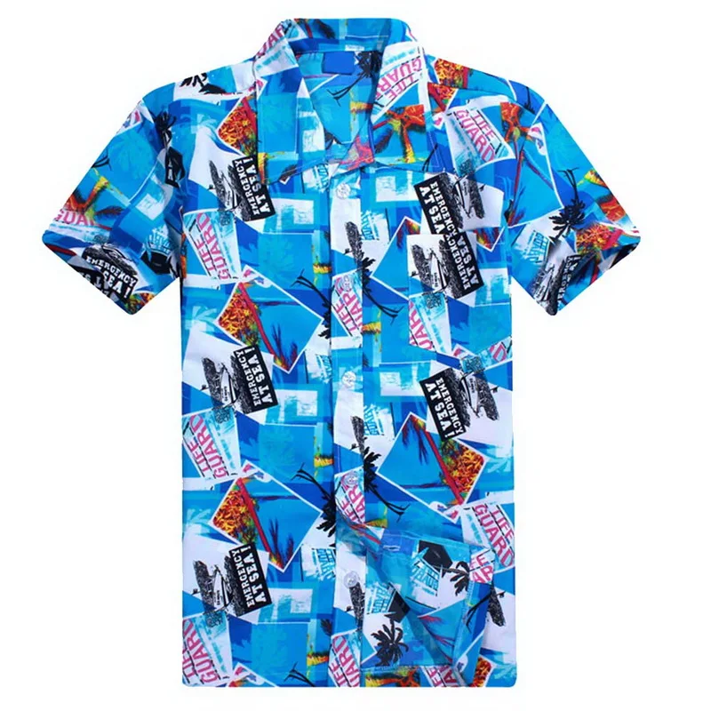 Fashion Male Beach Casual Polo Shirt Summer Beachwear Short Sleeve