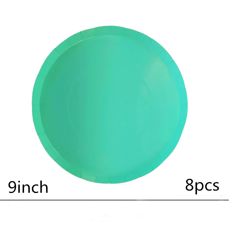 

8pcs 9inch Macaron Green Disposable Tableware Set Party Paper Plates Cups Straws Birthday Party Wedding new year Decor