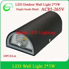 AC85-265V 6 Вт IP54 вверх и вниз алюминиевые COB фонари на садовую ограду с двойной головкой для двора наружная Водонепроницаемая настенная лампа