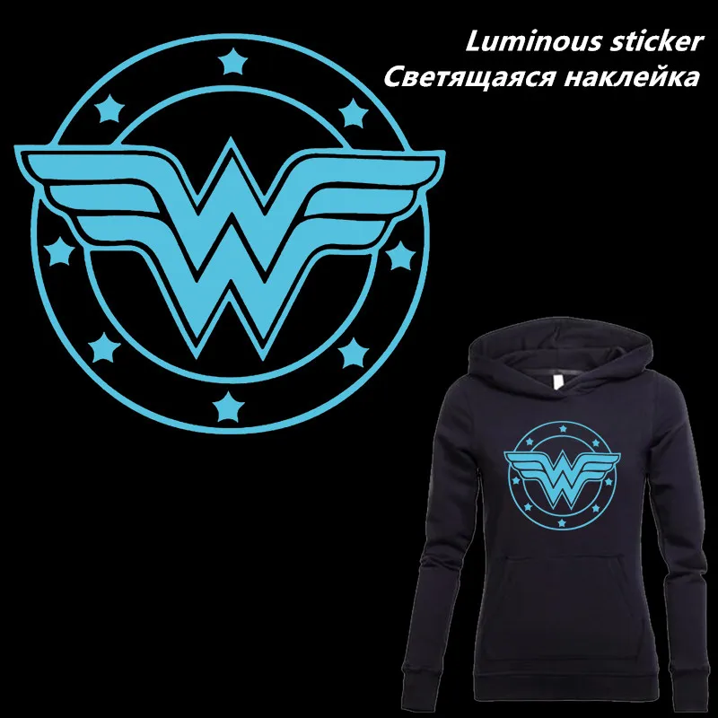 

New Luminous patches for clothing Wonder Woman Iron-On patches DIY T-shirt clothing patches Thermal transfer sticker
