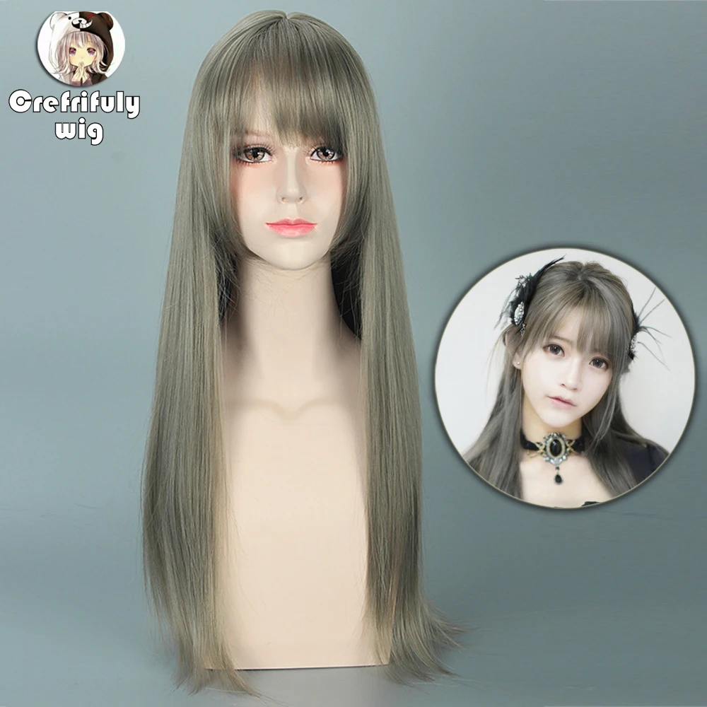 High Quality Yurisa Fashion Grey Harajuku Lolita Wig Cosplay 70cm Long Straight Heat Resistant Synthetic Hair Wigs for Women |