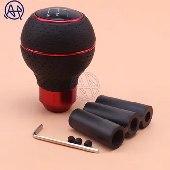 

5 Speed Knob Shifter Manual Transmission Metal and PU Leather Car Gear Shift Knobs Styling Automobile Accessories Black+Red