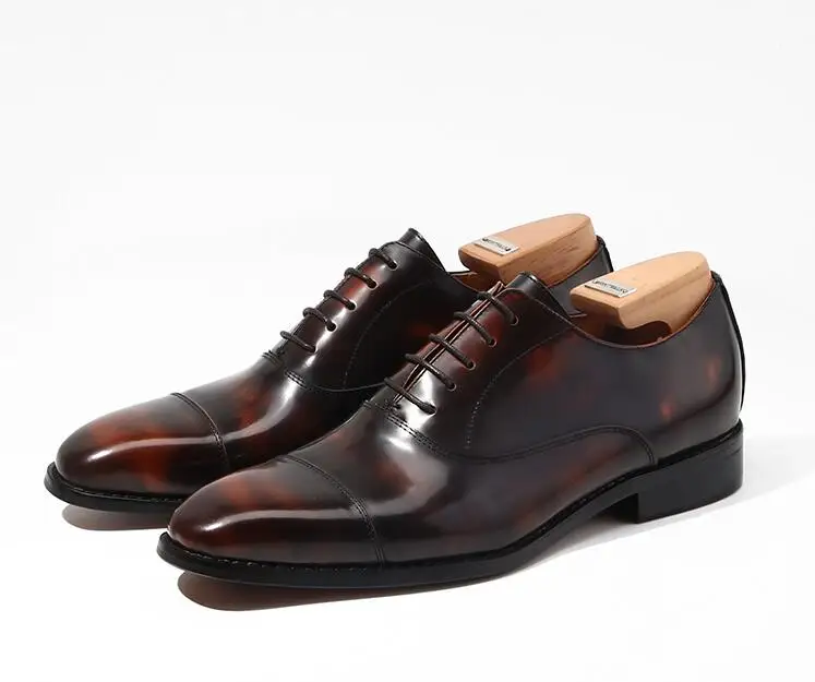 Patente Vestido Negócios Dos Flats Homens Sapatas Itália Masculino Artesanal Formais Patchwork Genuíno Lace De Up Mix Couro Oxfords Chocolate Cor 5xwq48