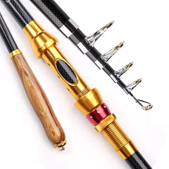 

Gold shark Fishing rod High quality Carbon fiber Rotate Wooden handle Better toughness Free shipping sale